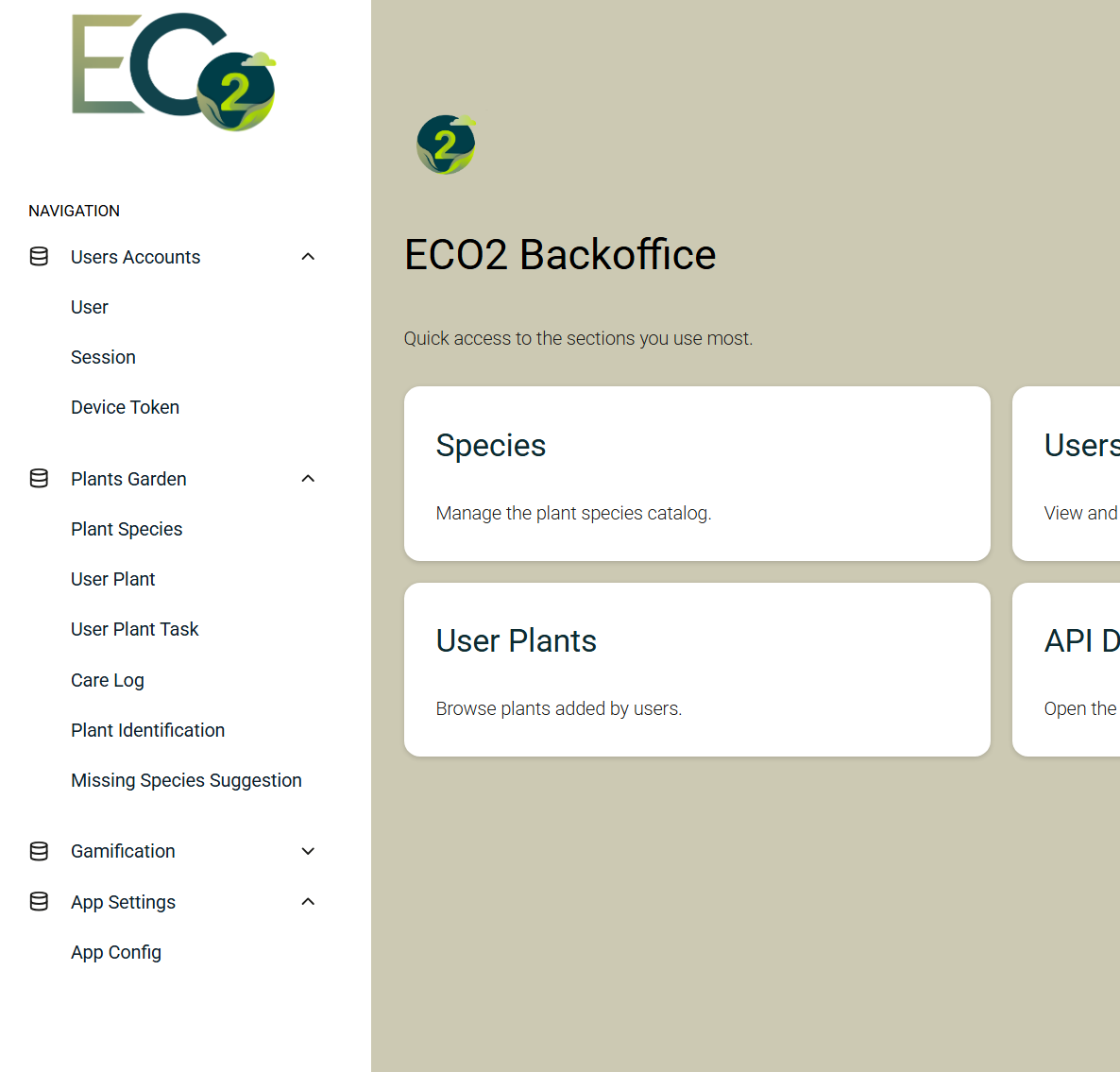 Panel de administración de ECO2