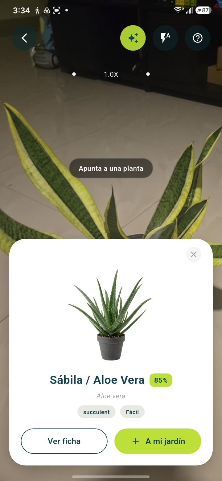 Pantalla del escáner de plantas de ECO2