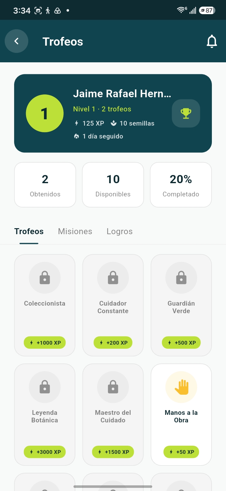 Pantalla de misiones y logros