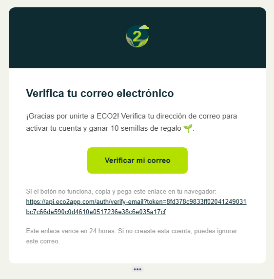 Correo de verificación de cuenta de ECO2